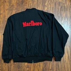 Vintage VTG Marlboro Red Black Reversible Zip Up Jacket